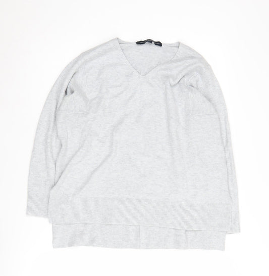 French Connection Women's Grey V-Neck Pullover Jumper M