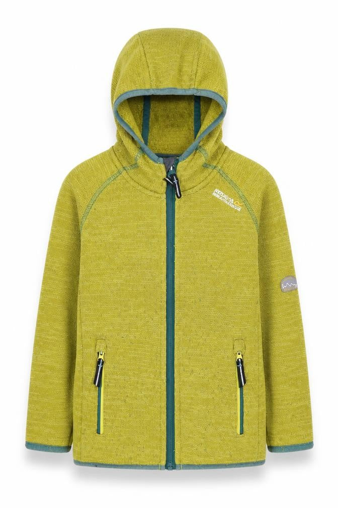 Front view of Regatta boys’' green full zip hoodie 3-4 years