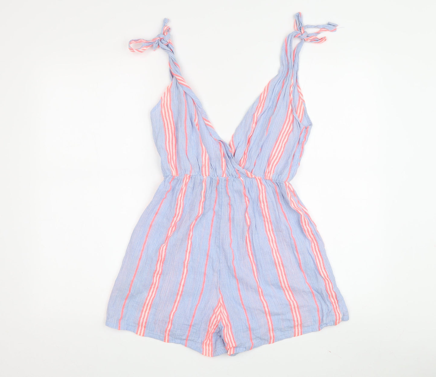 ASOS Women's Blue Playsuit Size 6 Striped Sleeveless Summer