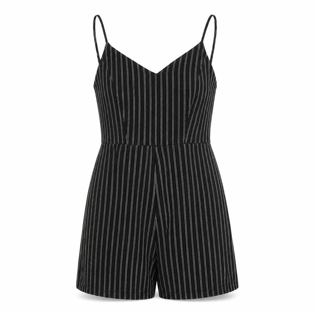 Stradivarius Women's Black Striped Playsuit XS