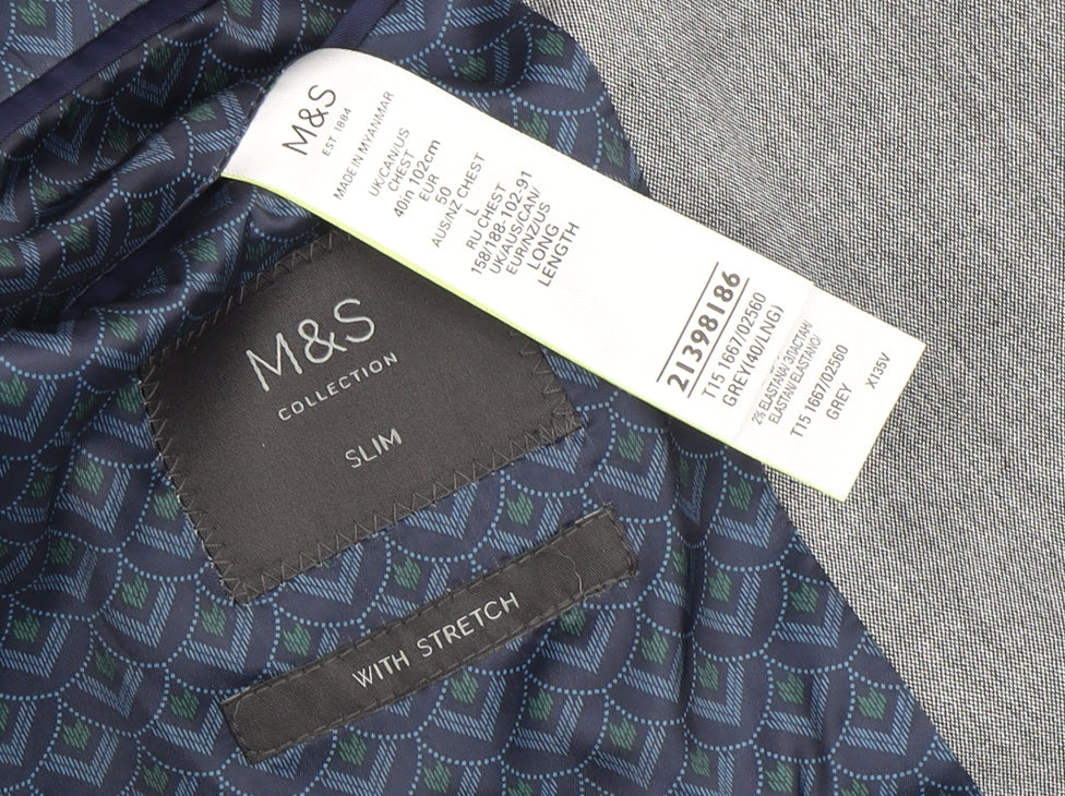 Marks and Spencer Men’s Grey Slim Fit Blazer 40L