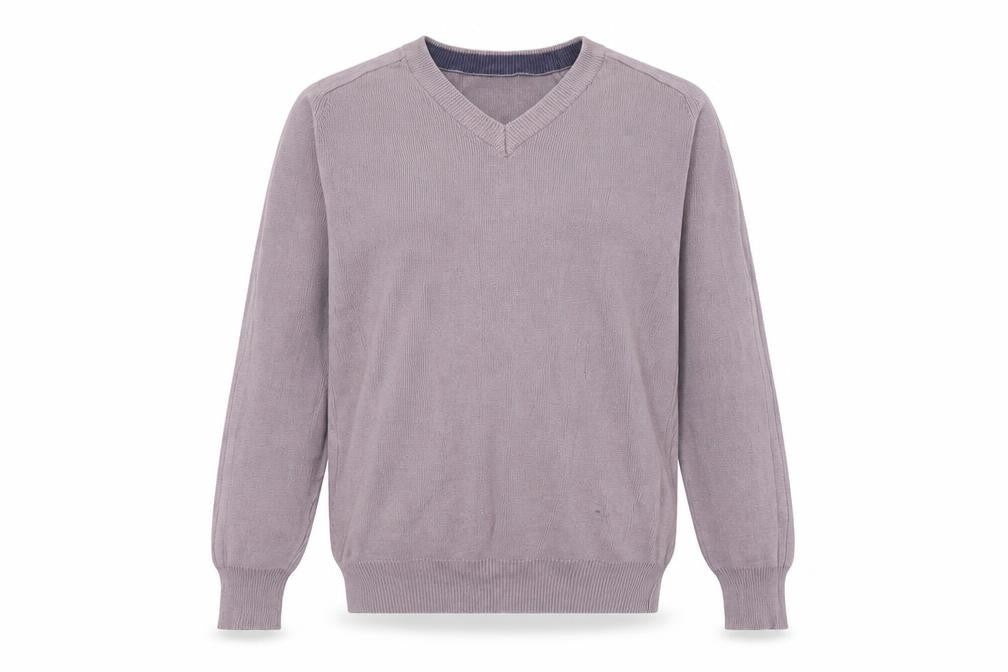 EWM Pure Classics Men's Purple V-Neck Cotton Pullover S