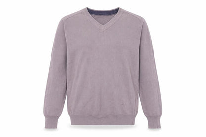 EWM Pure Classics Men's Purple V-Neck Cotton Pullover S