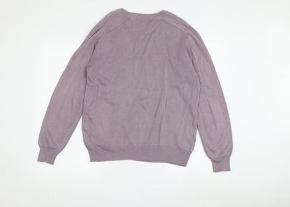 EWM Pure Classics Men's Purple V-Neck Cotton Pullover S