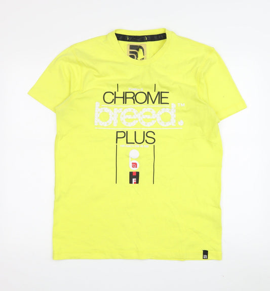 Breed Men's Yellow Graphic Print T-Shirt S