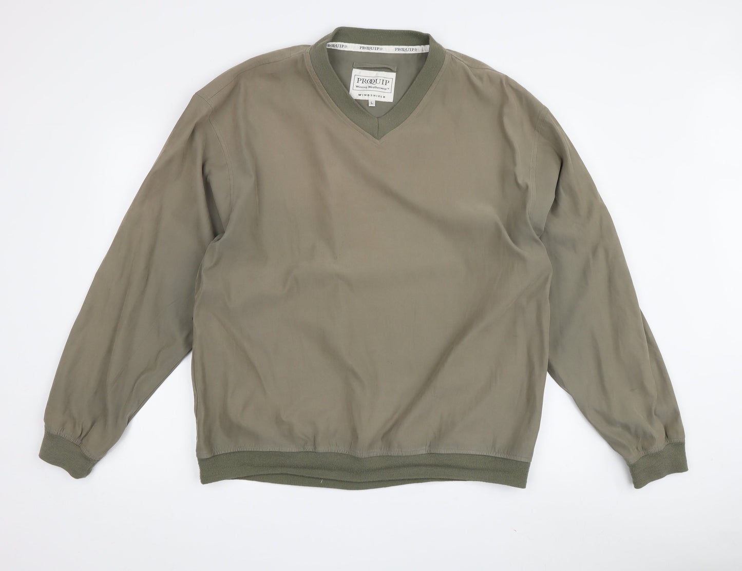 Proquip Men's Green V-Neck Sweatshirt L