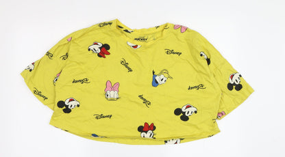 Preloved Disney Women's Yellow Mickey Mouse Crop T-Shirt S - Front