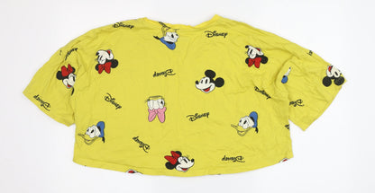 Preloved Disney Women's Yellow Mickey Mouse Crop T-Shirt S - Back
