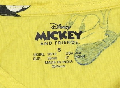 Preloved Disney Women's Yellow Mickey Mouse Crop T-Shirt S - Detail