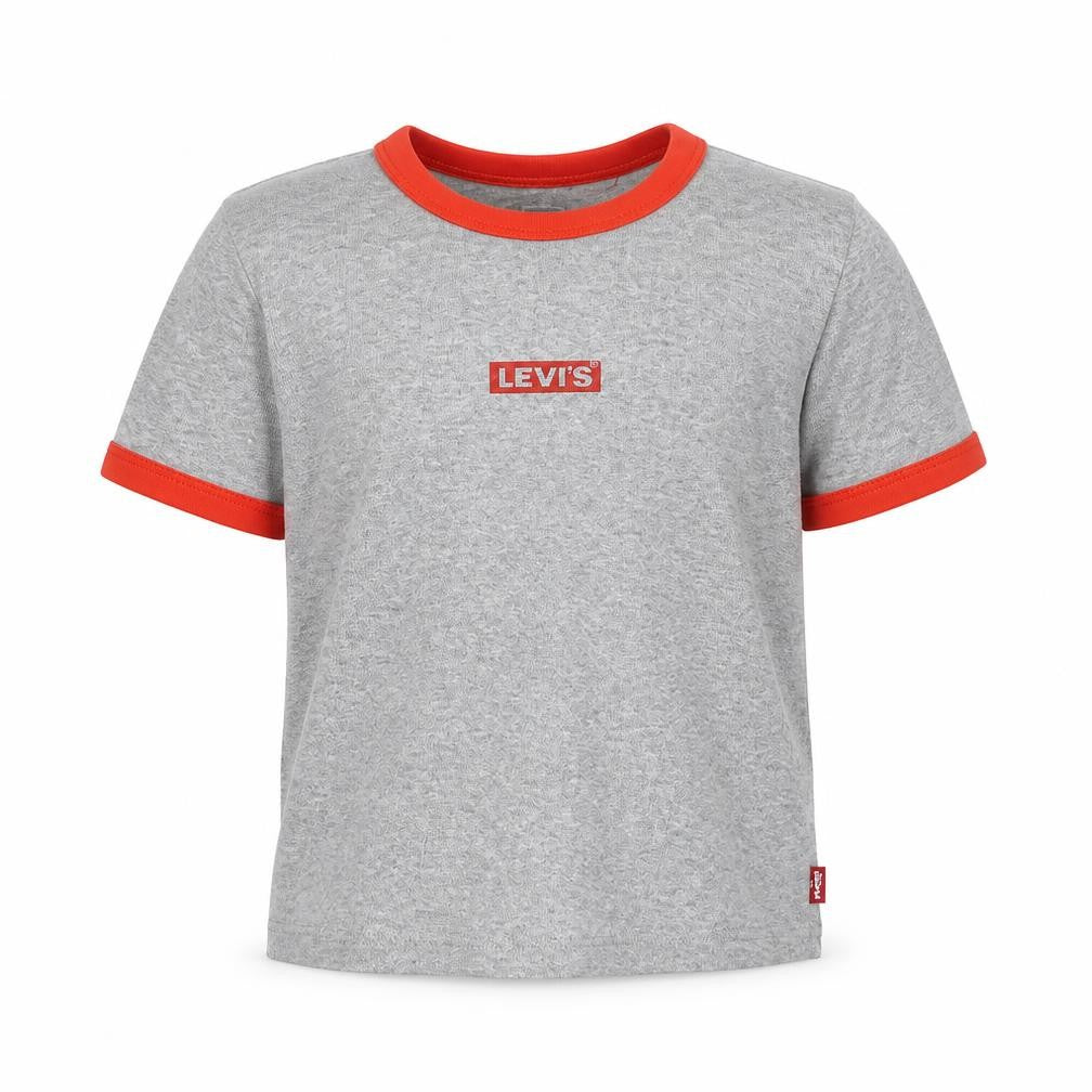 Levi's Boys Grey Ringer T-Shirt XS - Logo Graphic Print