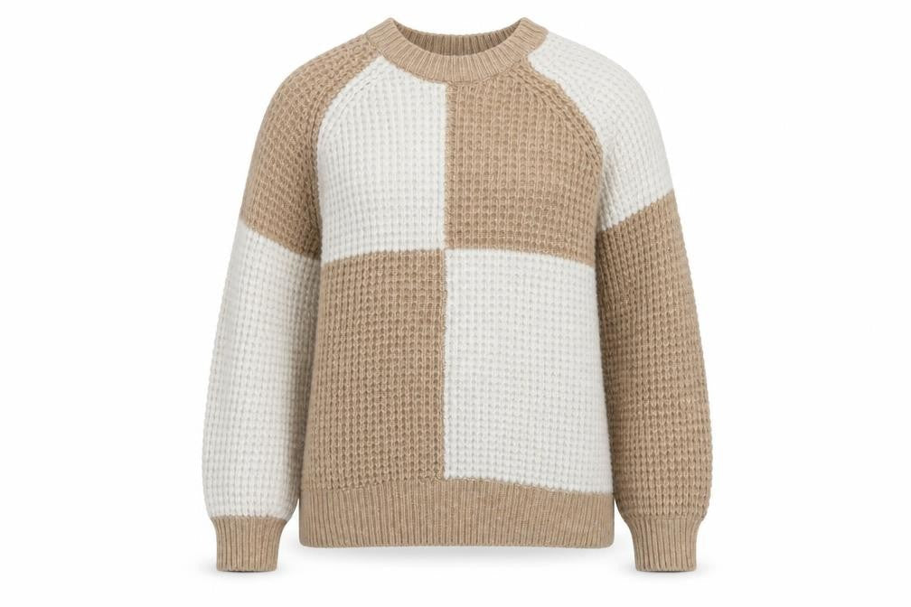 MNG Women's Beige Waffle-Knit Pullover Jumper XL