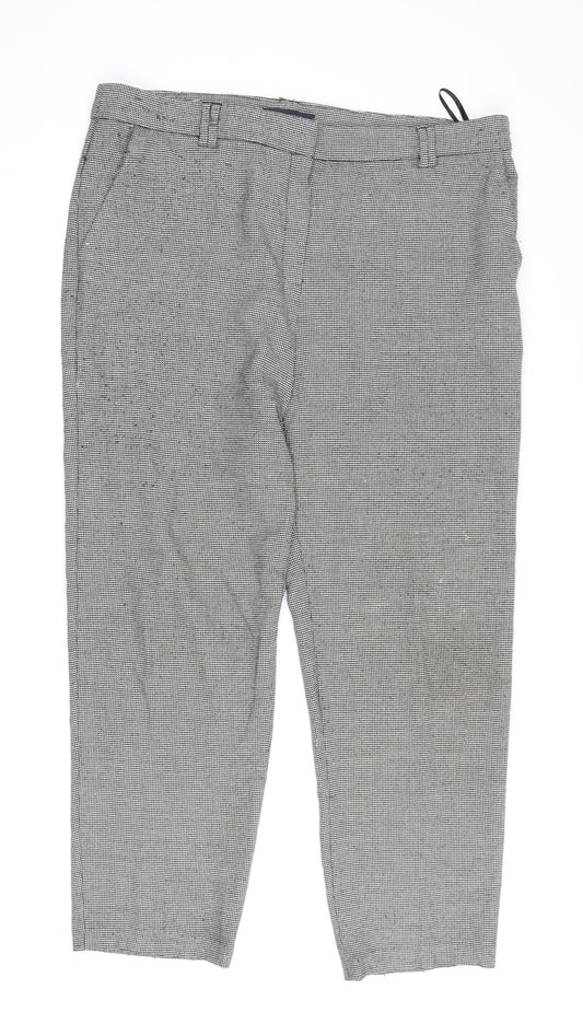 Marks and Spencer Women's Black Geometric Trousers Size 16