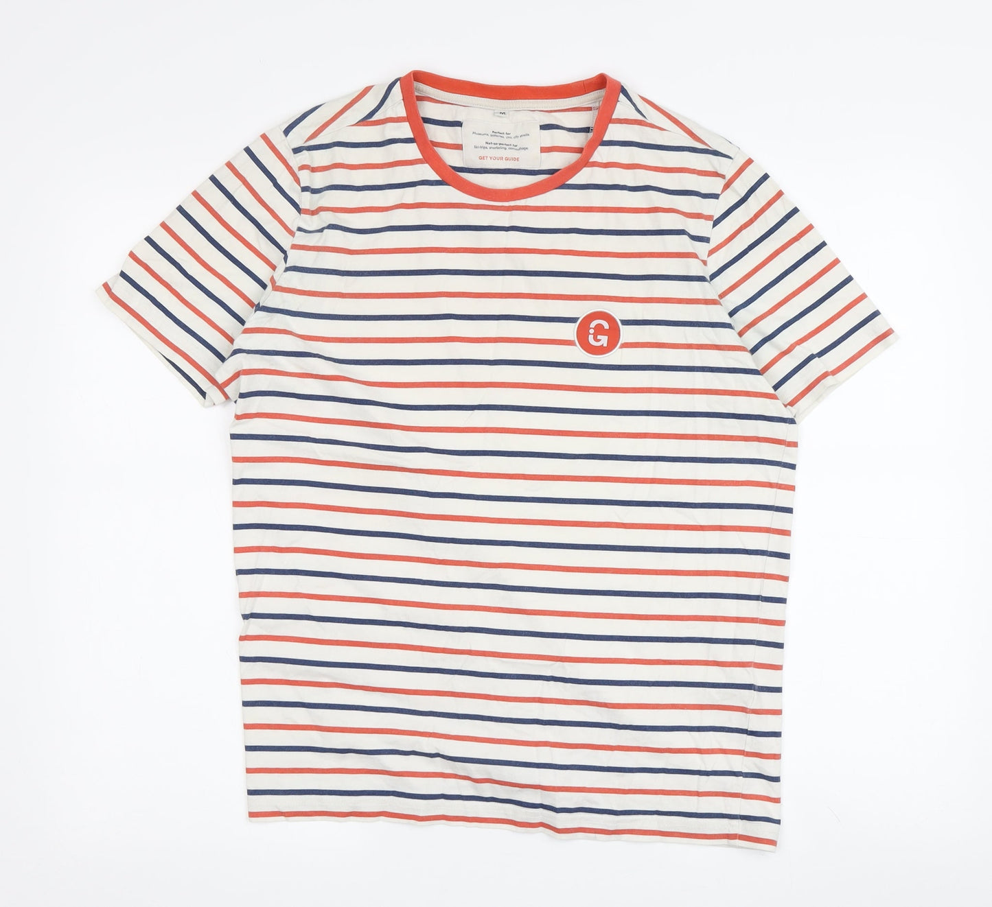 GET YOUR GUIDE Men's Multicoloured Striped T-Shirt M
