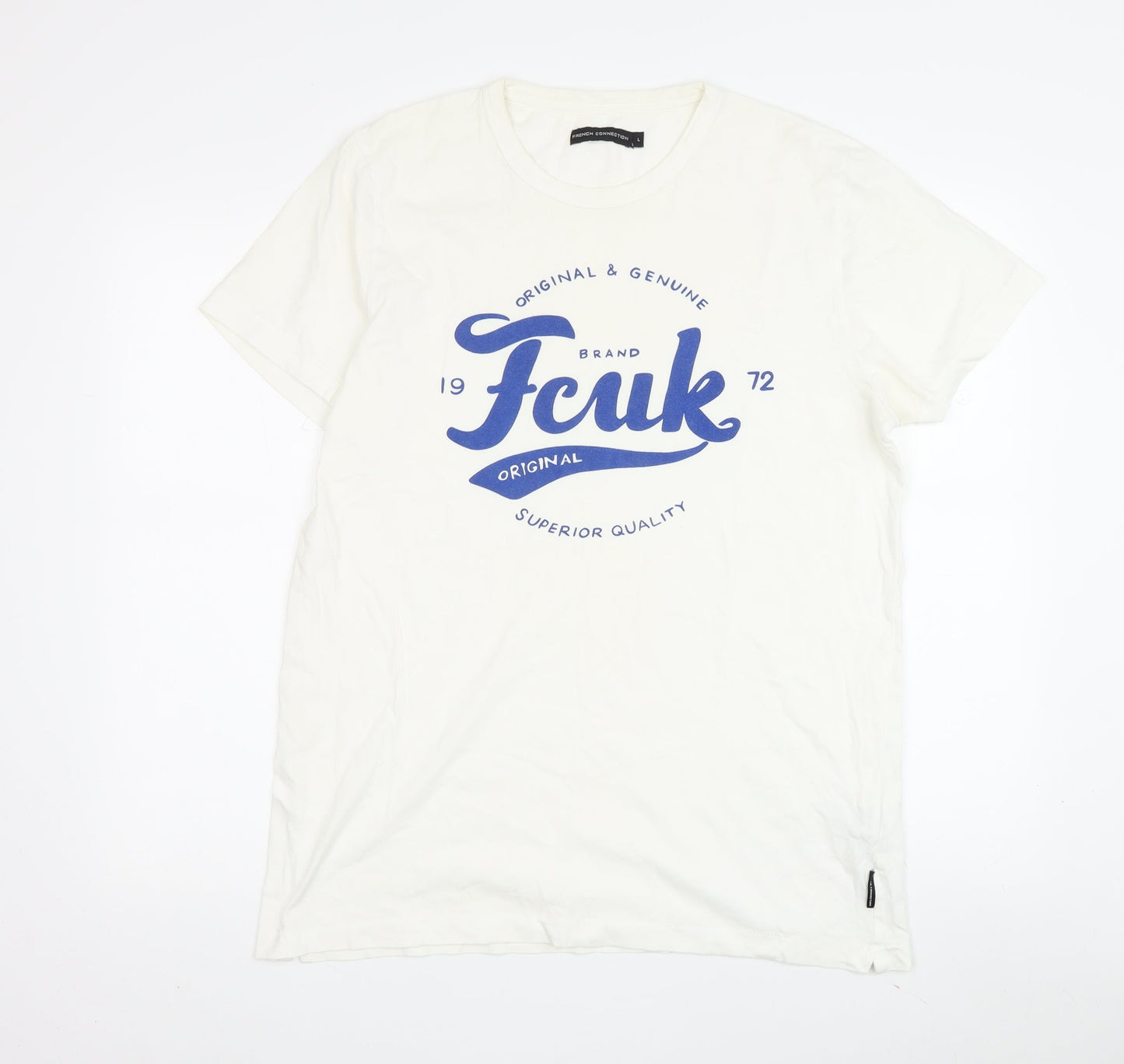 French Connection White Men's L T-Shirt with Graphic Print