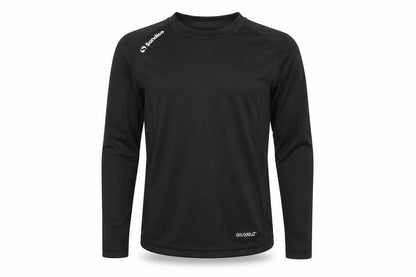 Front view of Sondico boys’ black long sleeve active top 10 years