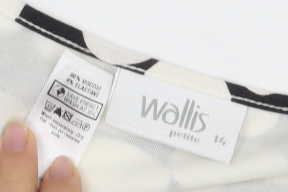 Wallis Petites Black & White Polka Dot Wrap Dress Size 14