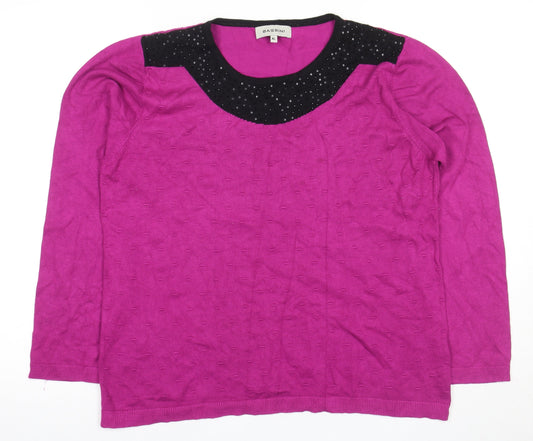 Bassini Women’s Purple Studded Knit Long Sleeve Top XL