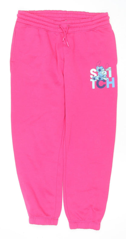 Preloved Disney Women's Pink Jogger Trousers, M, Cartoon Theme - Front