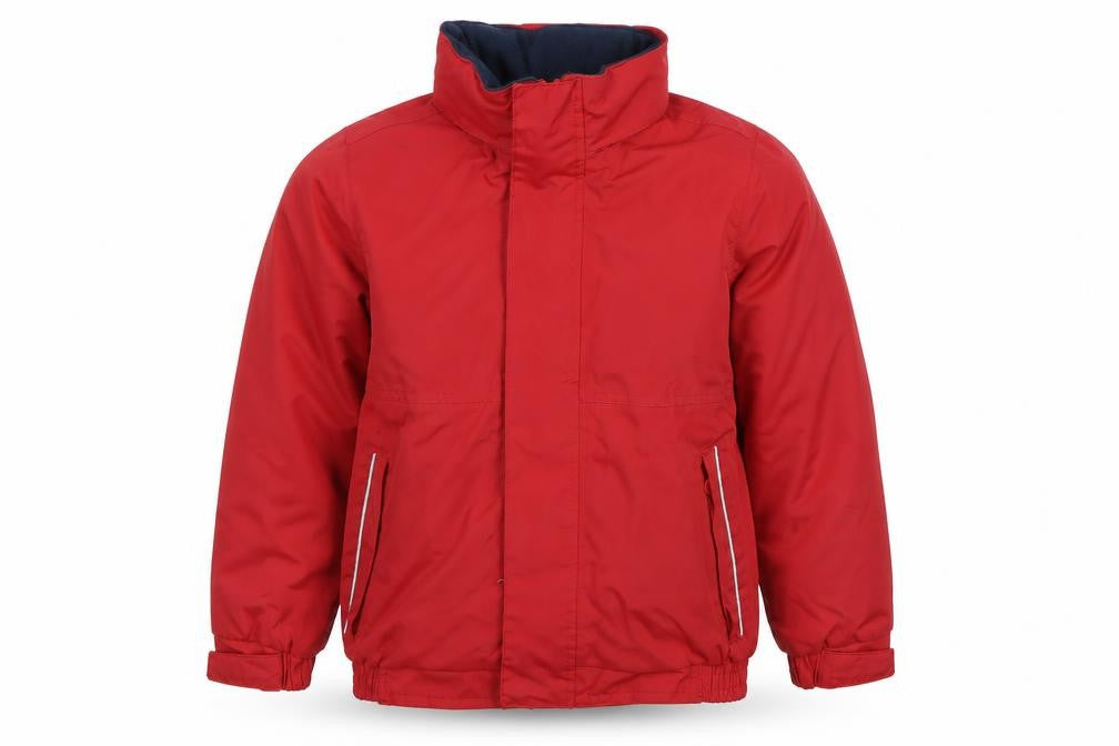Front view of Regatta boys’ red jacket, 7-8 years, lined & padded