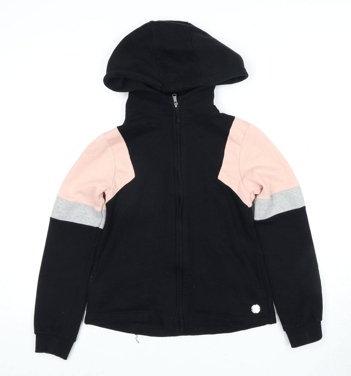 Additional front view of Firetrap girls’ black full zip hoodie 9-10 years