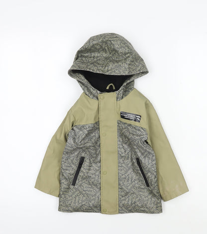 Additional front view of River Island boys’ green geometric rain coat - 12-18 months