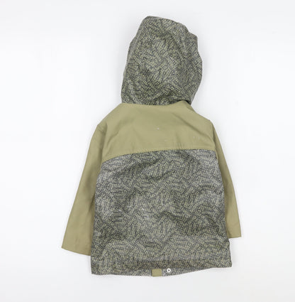 Back view of River Island boys’ green geometric rain coat - 12-18 months