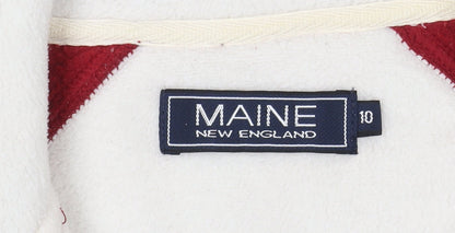 Brand and care label for Maine New England Women's Red Fleece Jacket, size 10