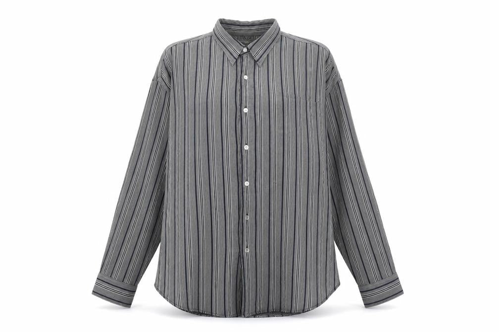 Jasper Conran Unisex Grey Striped Button-Up Shirt L