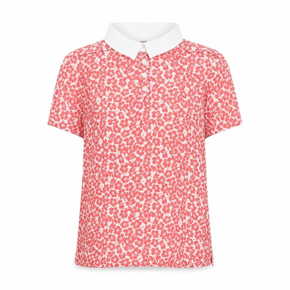 Laura Ashley Women's Red Floral Collared Blouse Size 10