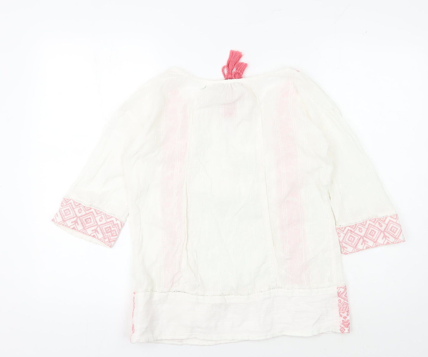 FatFace Ivory Bohemian Blouse Women’s Size 6 Embroidered
