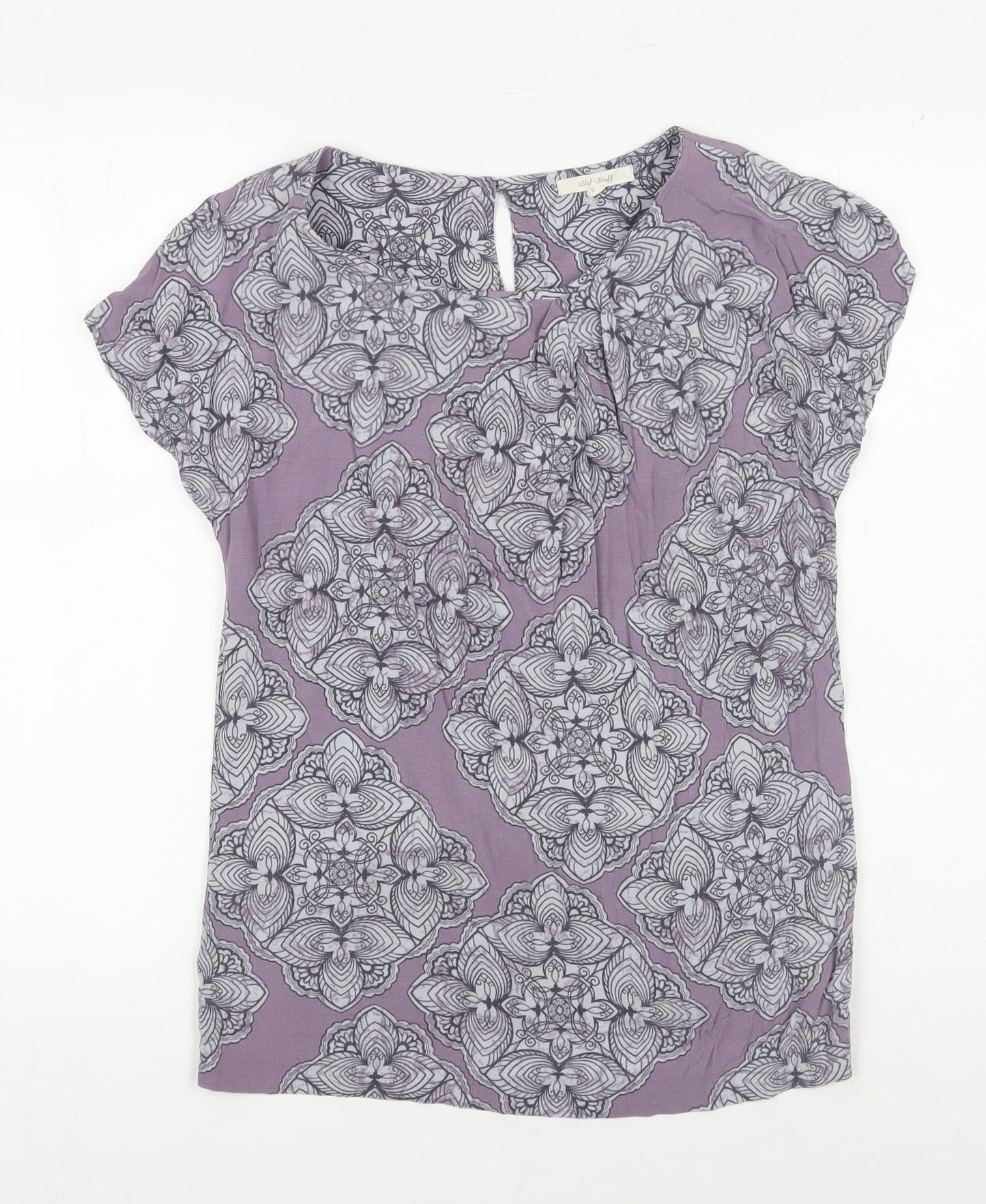 White Stuff Women Purple Geometric Top Size 8