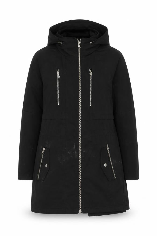 Next Women's Black Long Parka Jacket Size 10, Hooded & Zipped