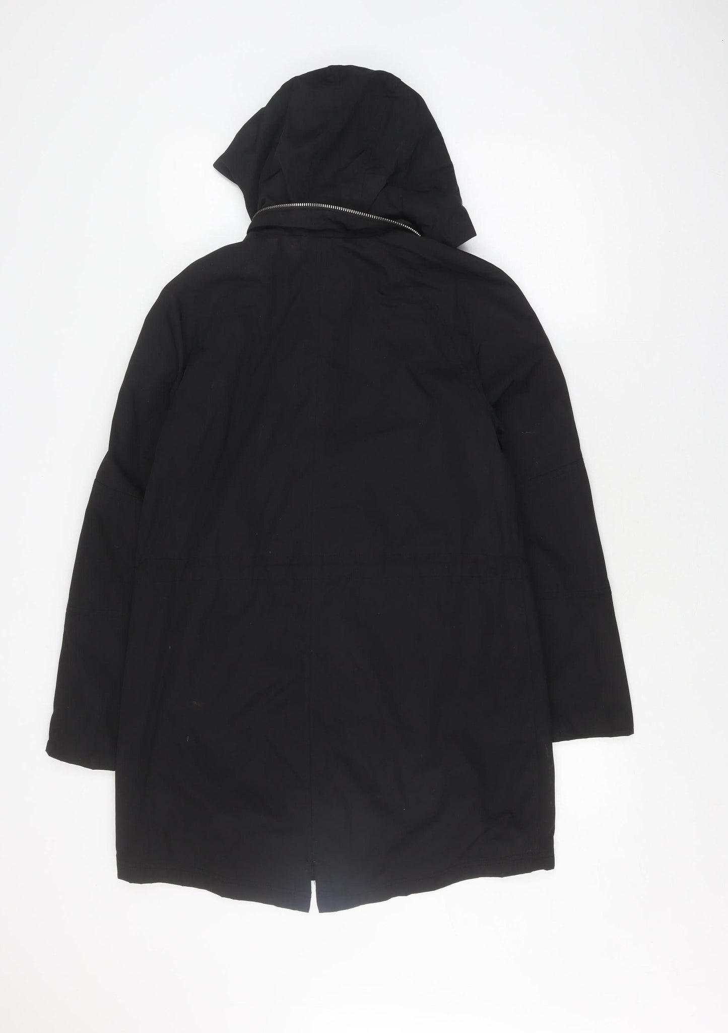 Next Women's Black Long Parka Jacket Size 10, Hooded & Zipped