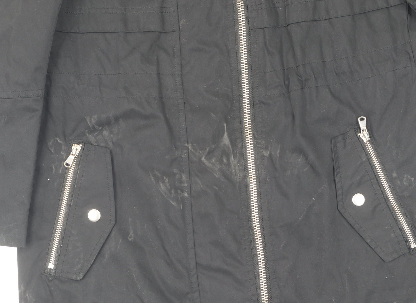 Next Women's Black Long Parka Jacket Size 10, Hooded & Zipped