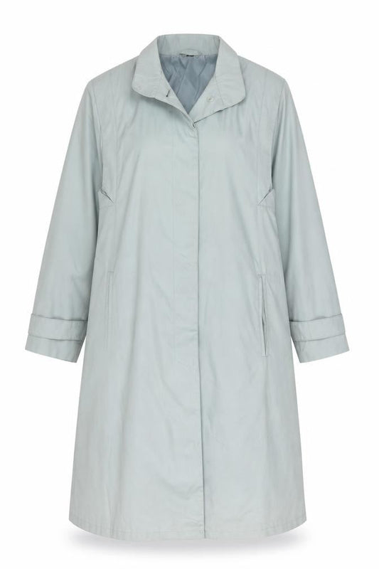 Front view of Canda Women's Blue Trench Coat, size 10, - Stylish & Practical