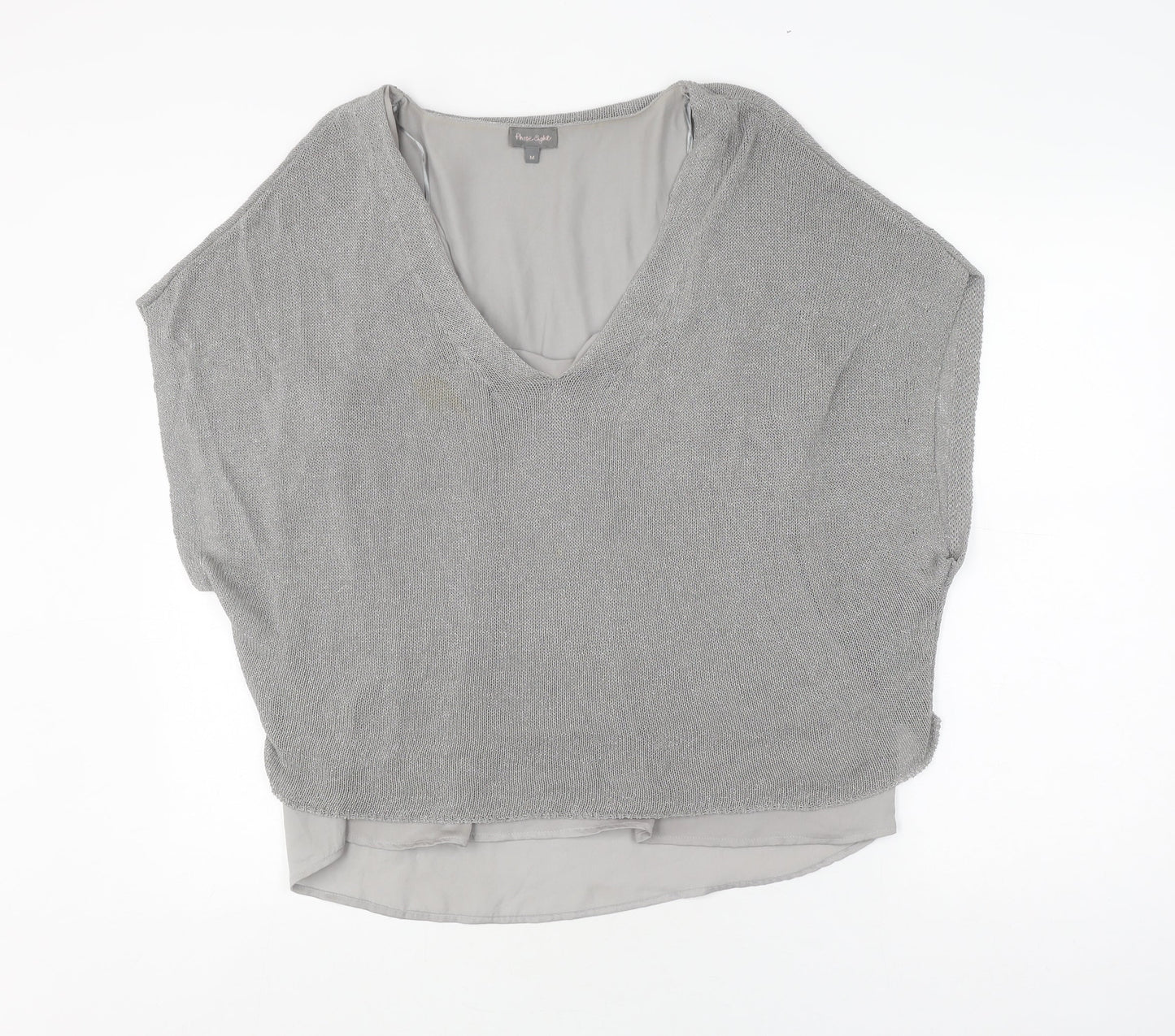 Phase Eight Women's Grey Knit V-Neck Top Size M