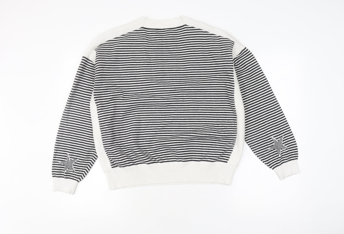 Marks & Spencer Women's L Black Striped Pullover Jumper