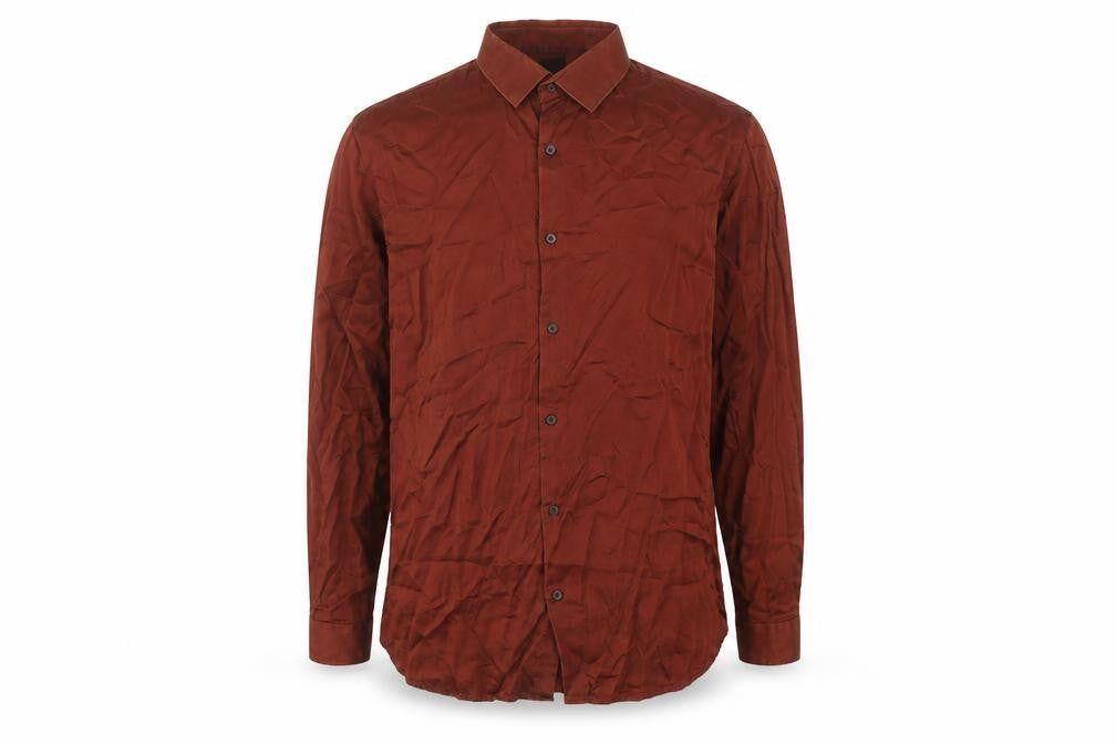 River Island Men's Brown Slim Fit Long Sleeve Shirt L