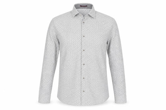 Ted Baker Men's White Geometric Long Sleeve Shirt M