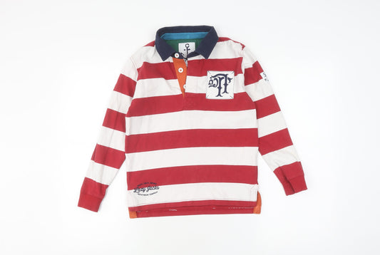 Lazy Jacks Boys Red Striped Long Sleeve Pullover 7-8 Y Casual