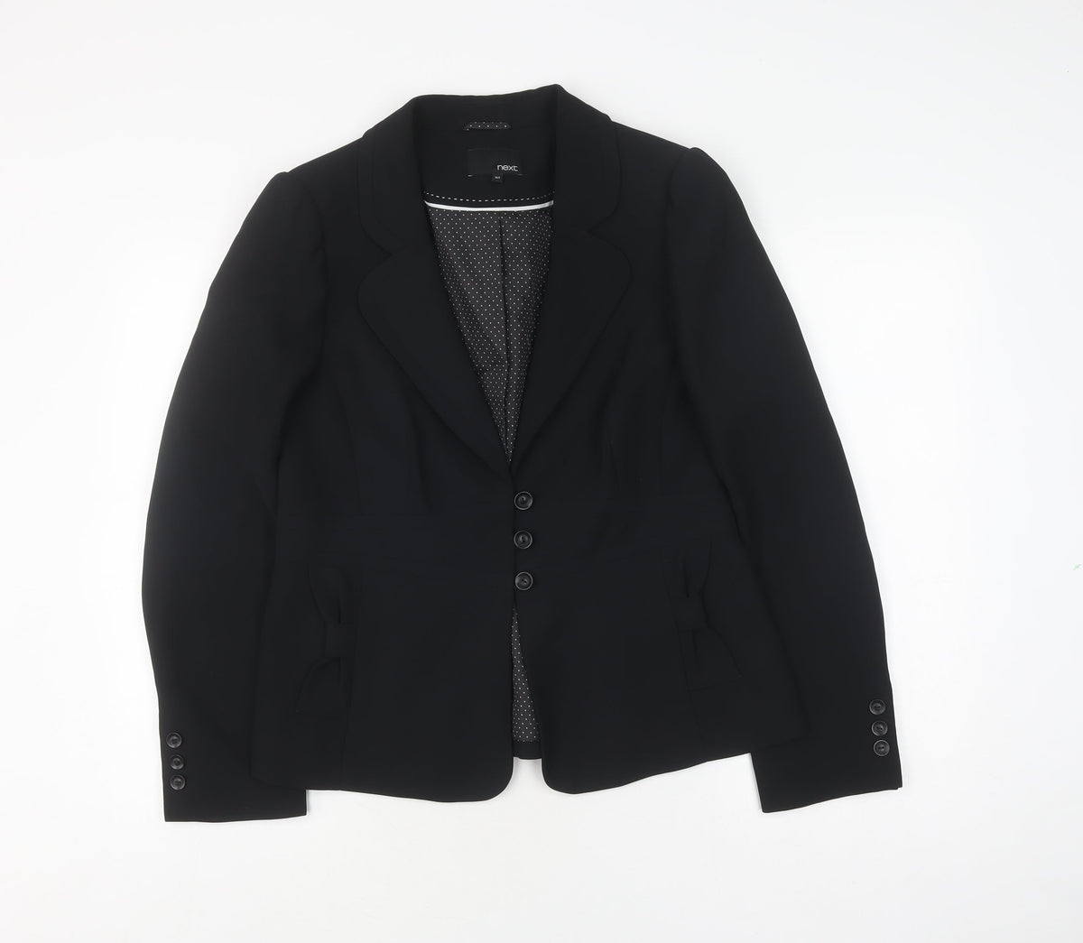 Next Women's Black Blazer 16R Polka Dot Business Jacket