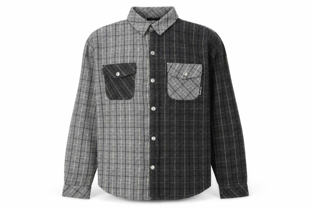The Wiz Men's Grey Check Button-Up Shirt Size M