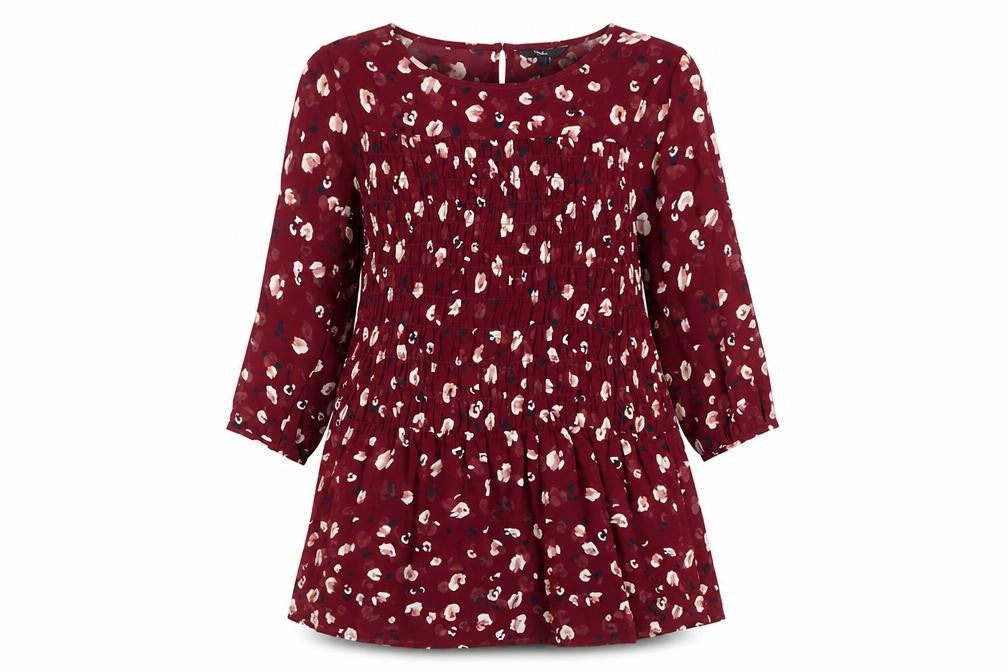Next Women’s Red Floral Tunic Blouse, Size 12