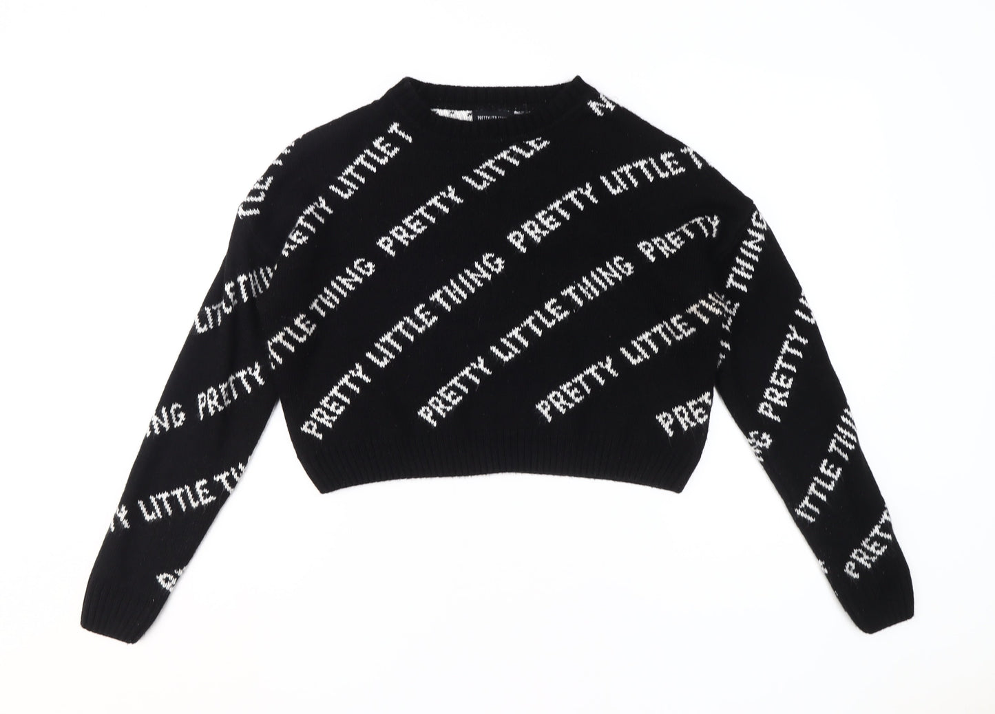 PrettyLittleThing Women's Black Pullover Logo Jumper - S