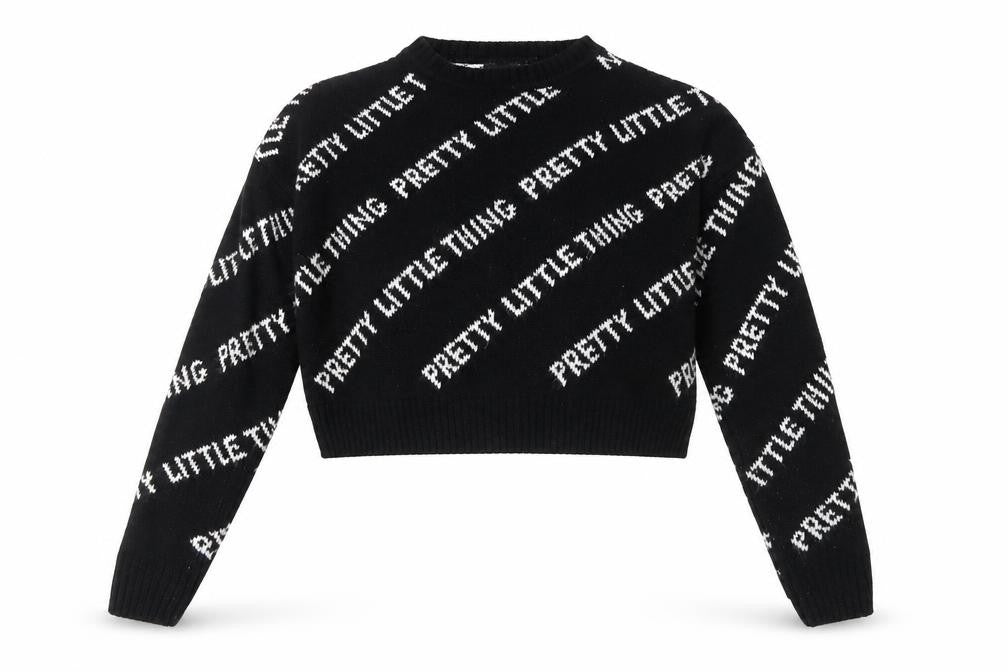 PrettyLittleThing Women's Black Pullover Logo Jumper - S