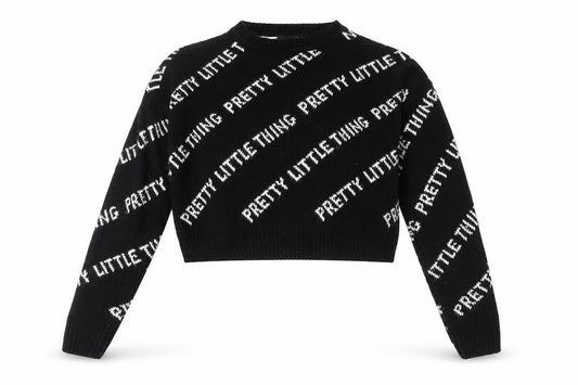 PRETTYLITTLETHING Women's Black Pullover Logo Jumper - S