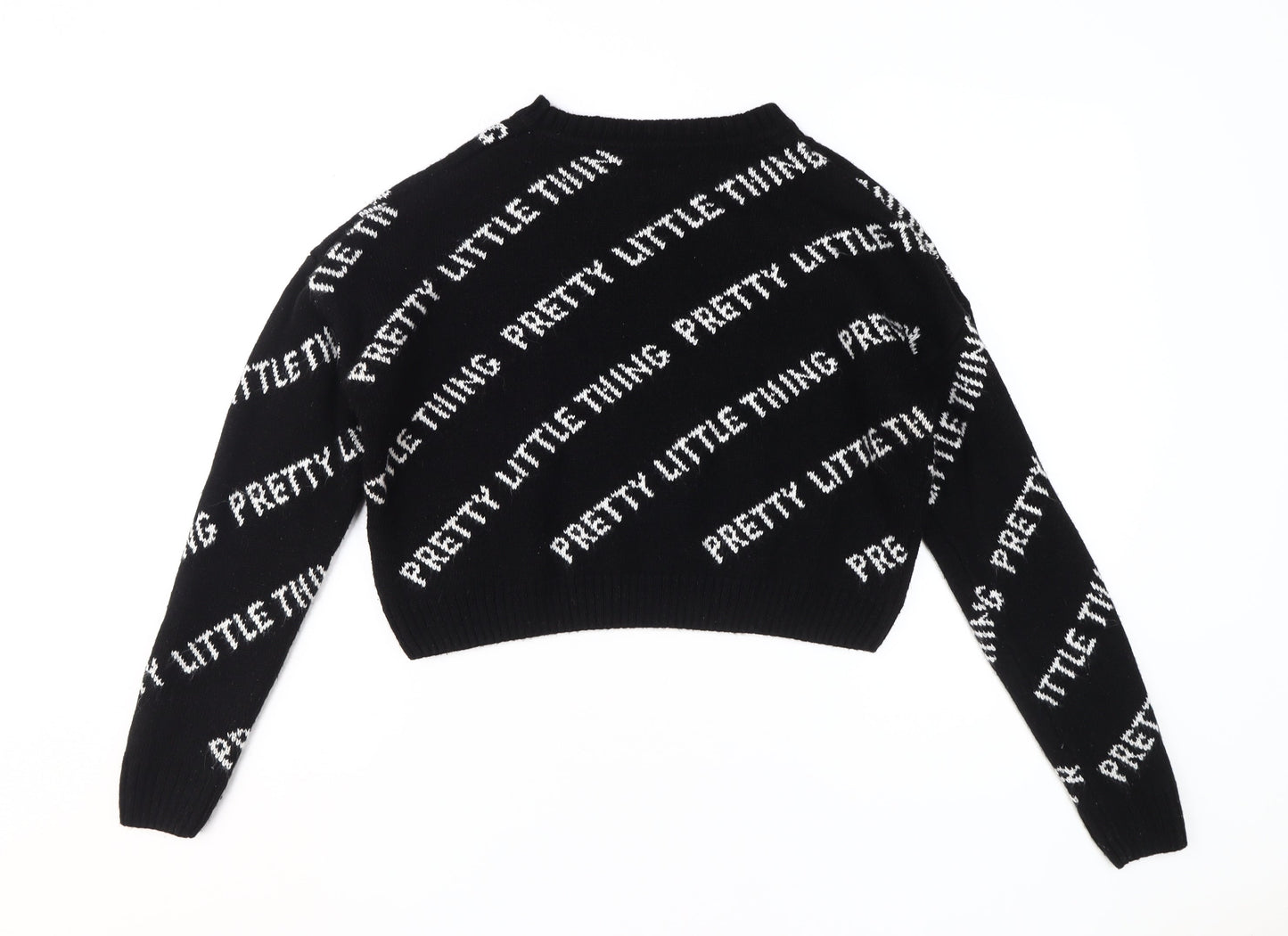 PrettyLittleThing Women's Black Pullover Logo Jumper - S