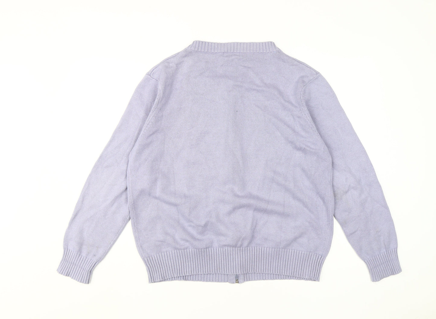 Damart Women's Purple Full Zip Knit Jumper Size 16
