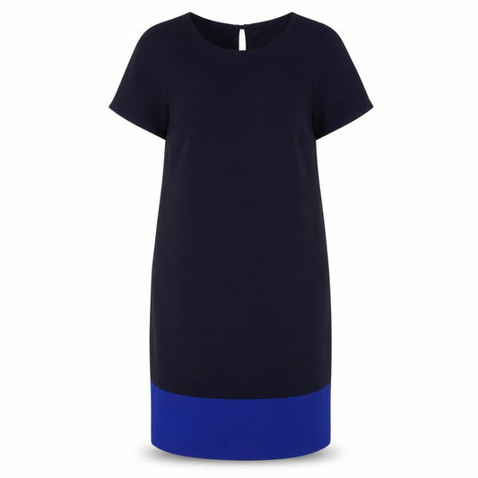 Front view of Marks & Spencer Navy Colourblock Shift Dress, size 12