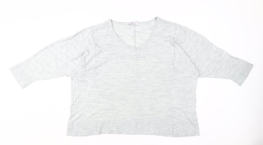Marks and Spencer Women's Grey V-Neck Jumper Size 22